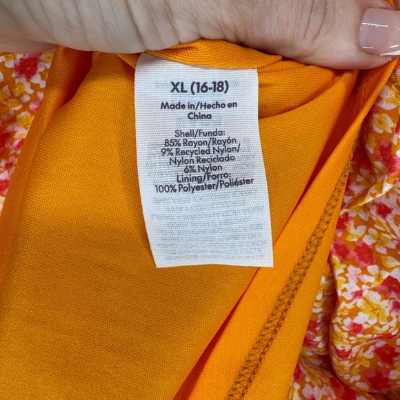 No Boundaries Womens  Babydoll Milkmaid Tie Mini Dress Size XL Orange Tiered - Picture 6 of 8